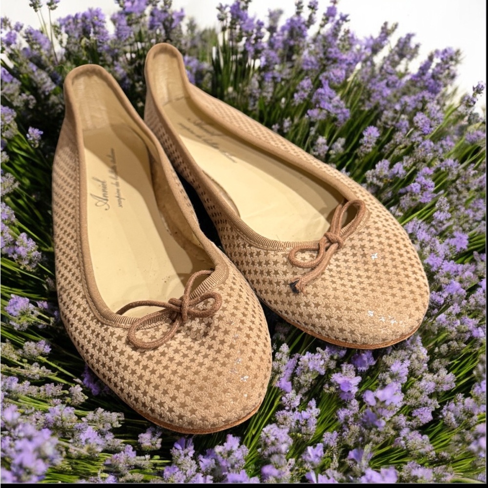 Anniel Tan leather Flats size EU 37 made in Italy